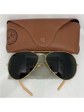 VINTAGE RAY-BAN AVIATOR SUNGLASSES Bausch + Lomb Gold Pilot Bomber G15 Lenses